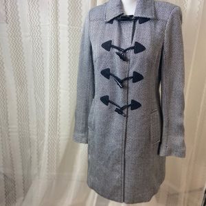 Gap M Black & White Pea Long Midi Coat Dry Cleaned